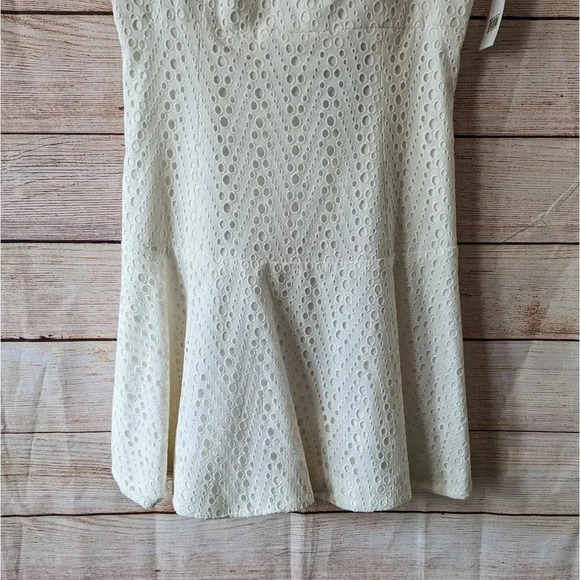 CeCe By Cynthia Steffe Size 6 Lily White Eyelet Dress Peplum Lined Knee Length - Picture 3 of 13